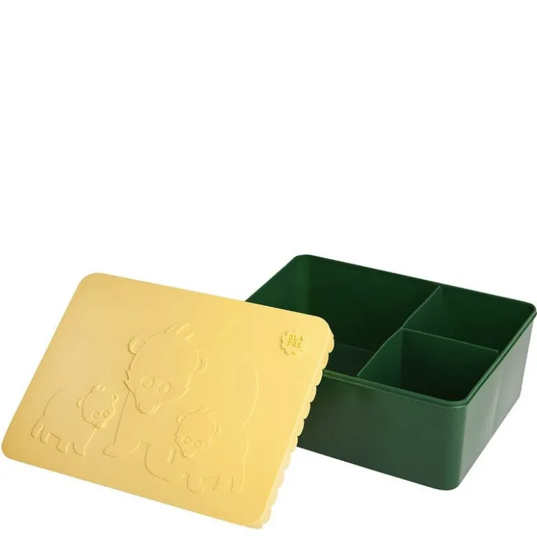 Matboks i plast treroms 7x14x19 cm Bjørn lys gul/mørk grønn