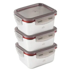 Matboks i stål med tett lokk 3 stk 0,26L