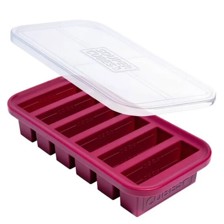 Matoppbevaring m/lokk silikon half-cup 6x125 ml cranberry