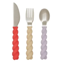 Mellow bestikk 14,5 cm 3 deler Lavender/Vanilla/Cherryred