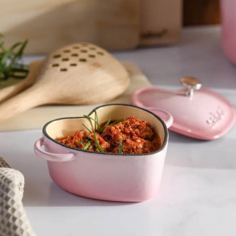 Mini støpejernsgryte hjerteformet 22 cl blush pink
