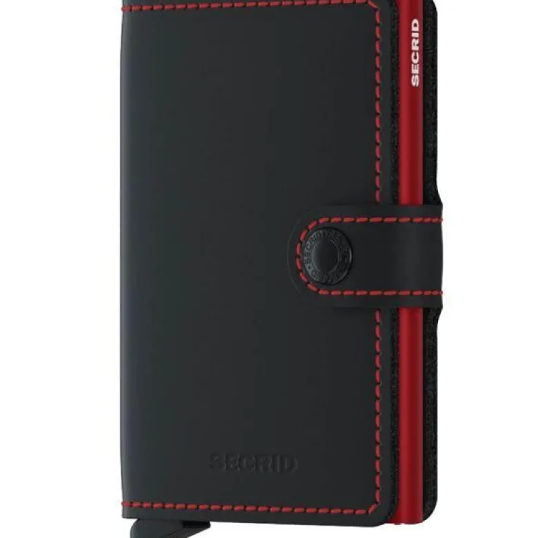 Miniwallet lommebok m/kortholder svart/rød