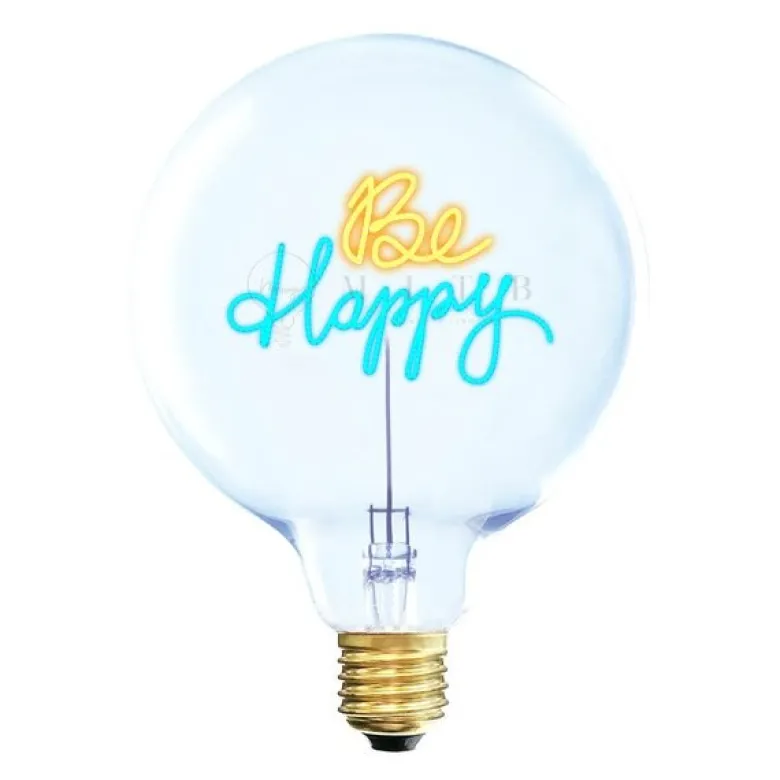 MITB lyspære LED 17 cm Be Happy ravfarget/blå