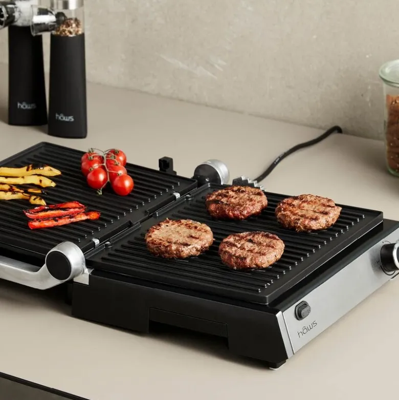Møn Proff bord/paninigrill 2000W rustfritt stål/svart