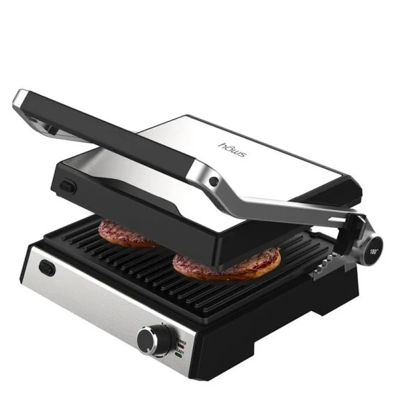 Møn Proff bord/paninigrill 2000W rustfritt stål/svart