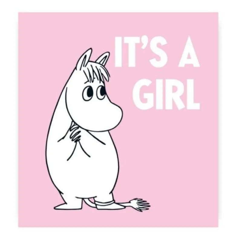 Mummi kort dobbelt It's a girl rosa