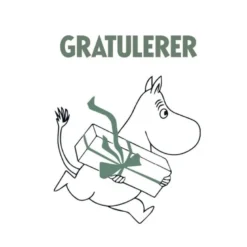 Mummi kort dobbelt 7,5x7,5 cm Gratulerer hvit/grønn