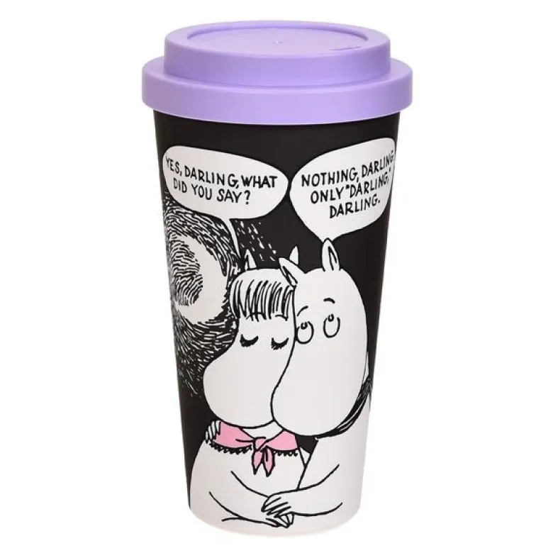 Mummi take away krus 45 cl Mummitrollet og Snorkfrøken in love svart