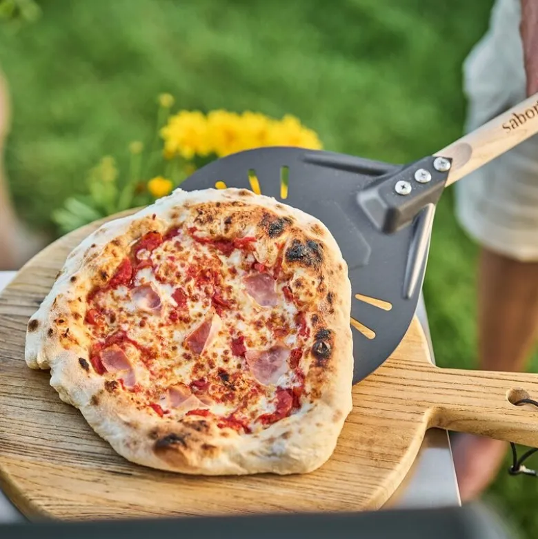 Napo pizzaspade 70x20 cm gun metal/natur