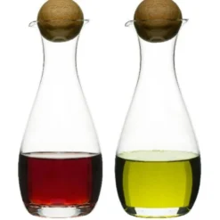 Nature olje- og balsamicoflaske med eikekork 2 stk