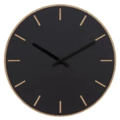 Nero veggklokke 28 cm svart linoleum m/svart viser