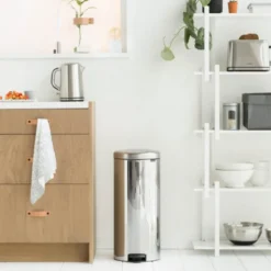 NewIcon pedalbøtte 30L blankt stål