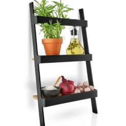 Nordic kitchen minihylle 50 cm svart/bambus