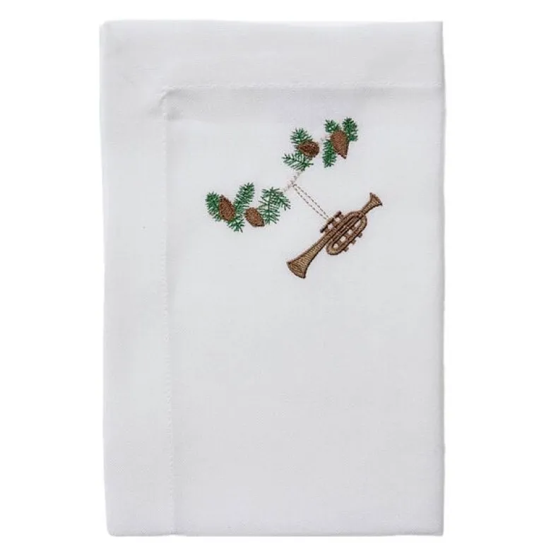 Nordic way juleserviett brodert trompet 50x50 cm