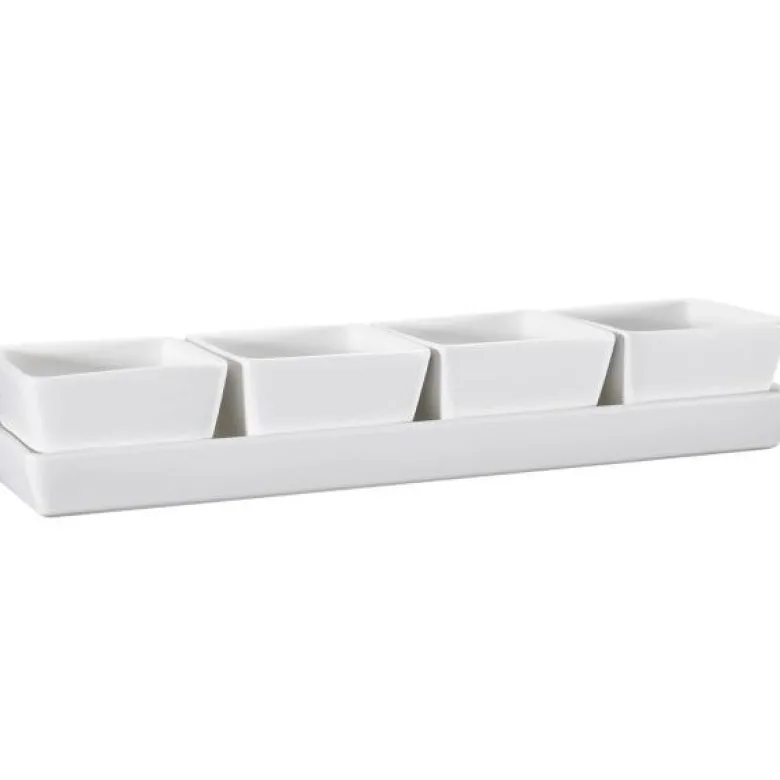 Nor tapasfat 4 skåler 6x9,5x38,5 cm hvit