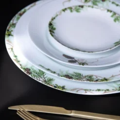 Nostalgi asjett 14 cm hvit/grønn