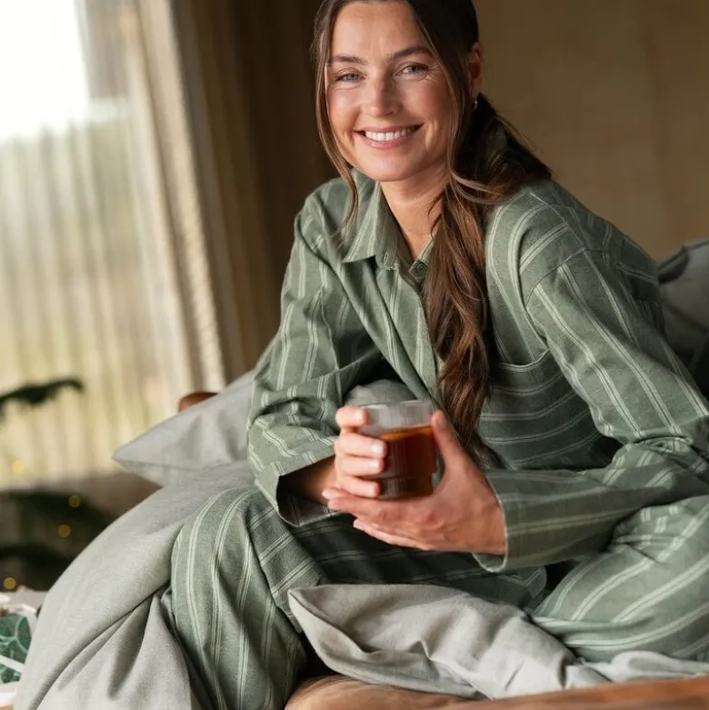 Nova flanell pyjamas dame str S grønn