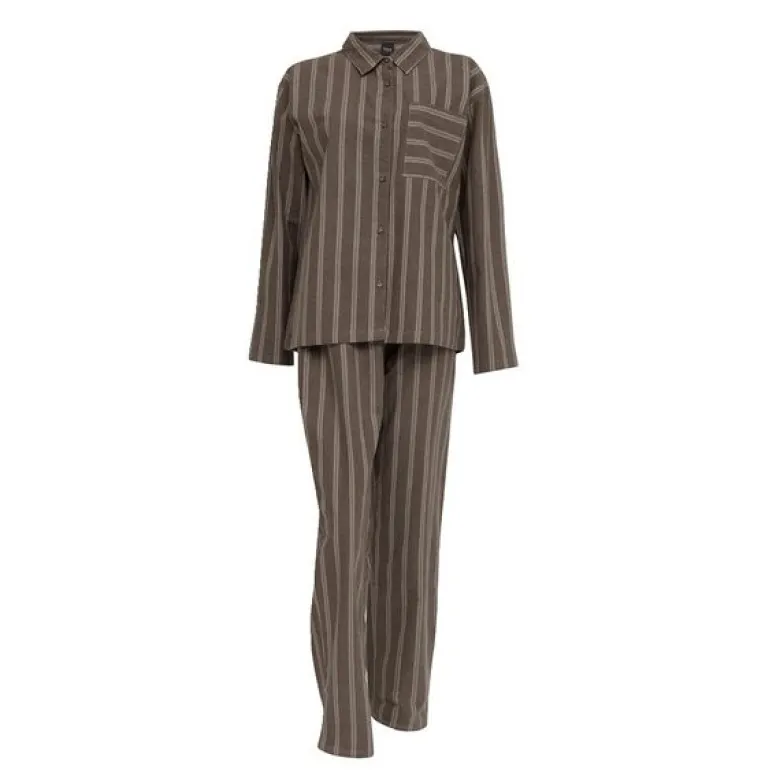Nova flanell pyjamas dame str XL sjokoladebrun