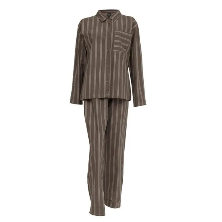 Nova flanell pyjamas dame str S sjokoladebrun