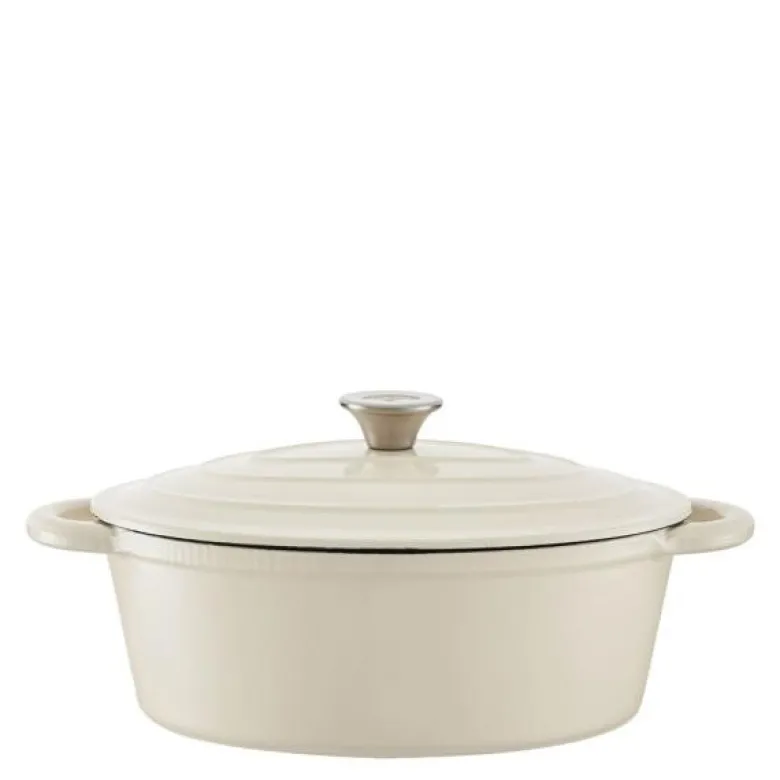 Oval støpejernsgryte 29 cm 3L krem