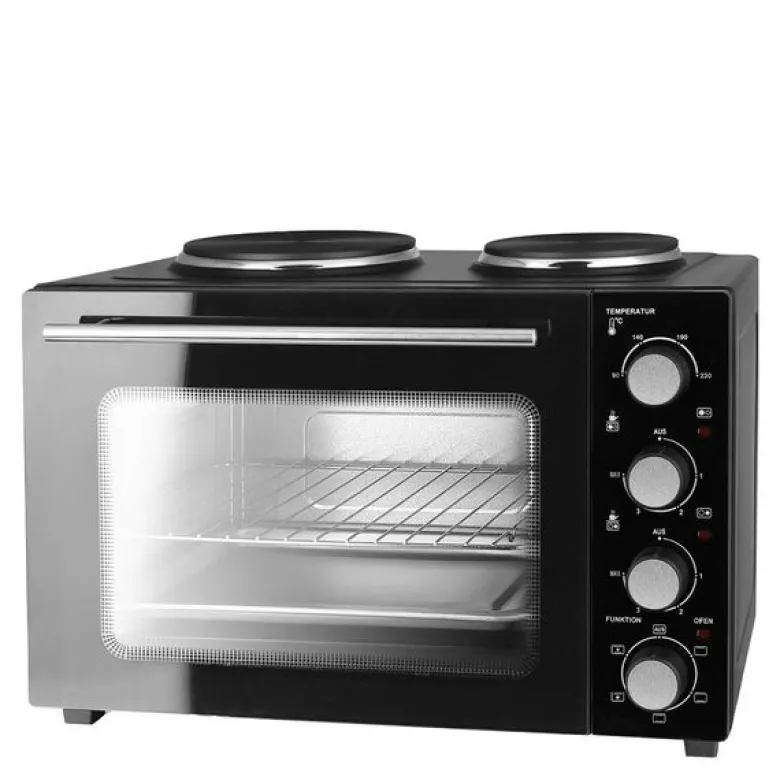Ovn med to kokeplater 3200W 32L svart