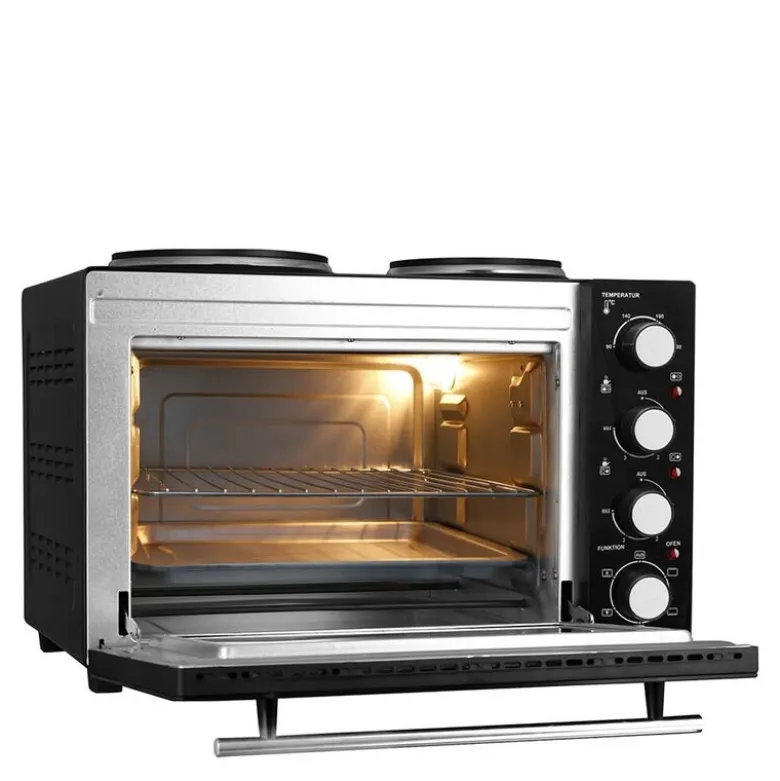 Ovn med to kokeplater 3200W 32L svart
