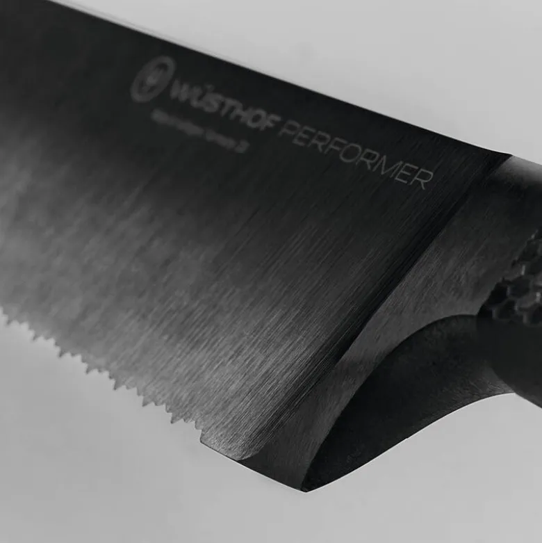 Performer brødkniv 23 cm dobbelttannet svart