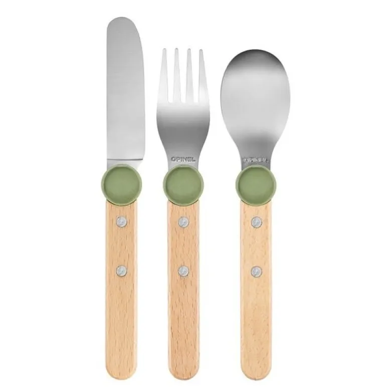 Petit Gourmet barnebestikk 3 deler olivengrønn