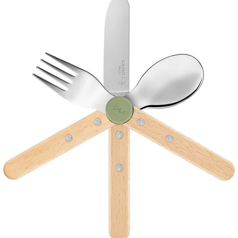 Petit Gourmet barnebestikk 3 deler olivengrønn