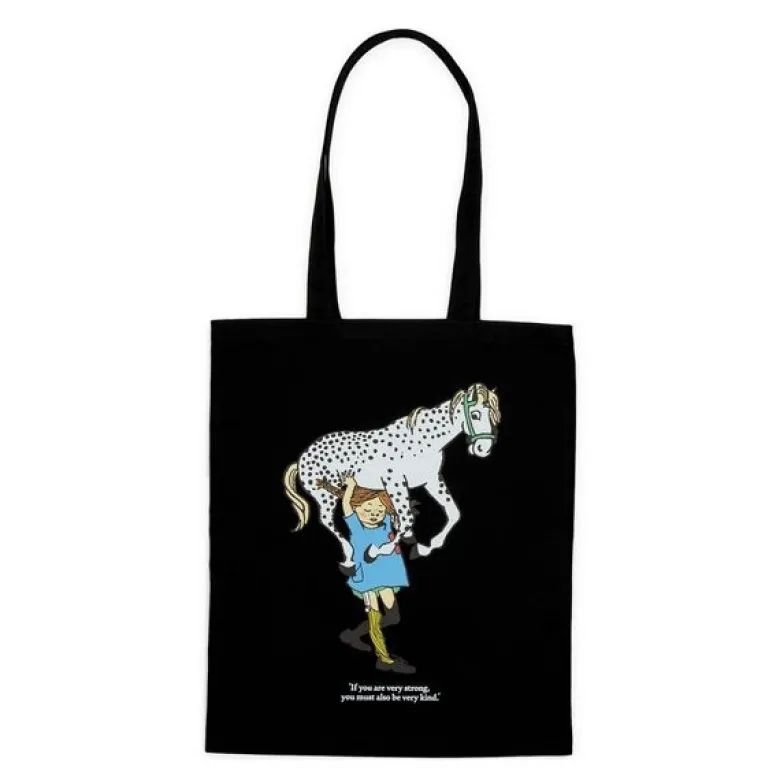 Pippi handlenett 38,5x42 cm Pippi hest svart