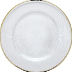 Plisse dekketallerken 33 cm klar/gull