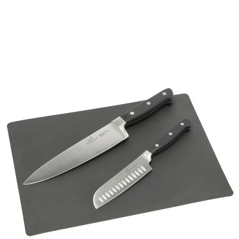 Pluton knivsett 2 deler stål/svart