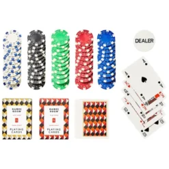 Pokersett med kort og sjetonger