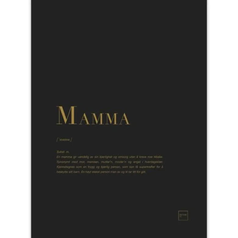 Poster mamma 30x40 cm svart