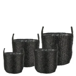 Pottekurv sjøgress 4 stk 35+30+25+20 cm svart