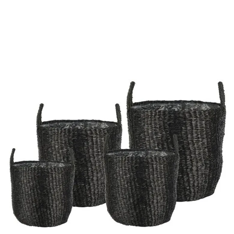 Pottekurv sjøgress 4 stk 35+30+25+20 cm svart