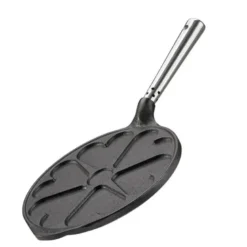 Professional hjerteformet lappepanne med stål håndtak 23 cm støpejern