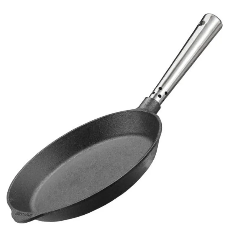 Professional støpejernspanne 22 cm med stålhåndtak