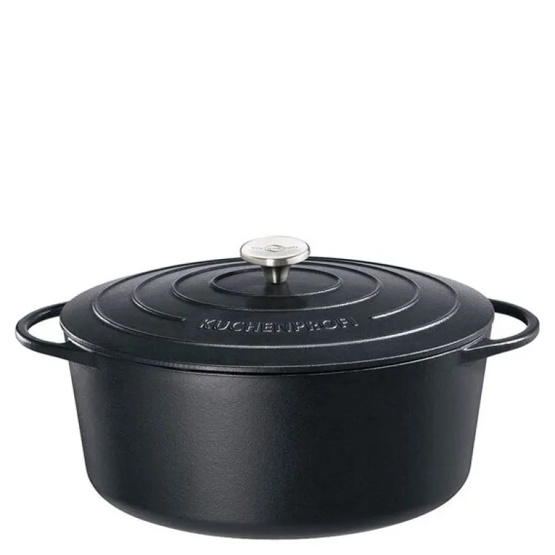 Provence støpejernsgryte oval 33 cm 7L svart