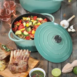 Provence støpejernsgryte rund 26 cm 5,3L jade