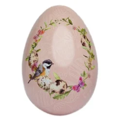 Påskeegg metall 15 cm Vintage krans rosa