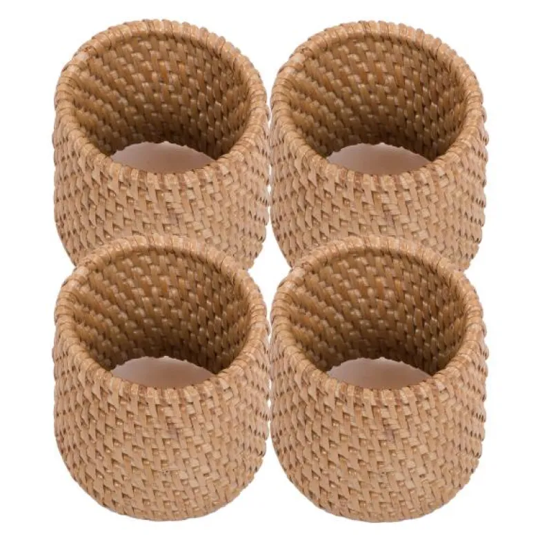 Rattan serviettring 4 stk beige