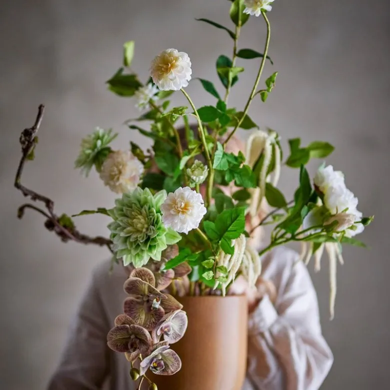 Rise bukett kunstige blomster 109 cm hvit