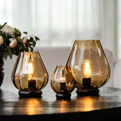 Rocks bordlampe 16,5 cm caramel