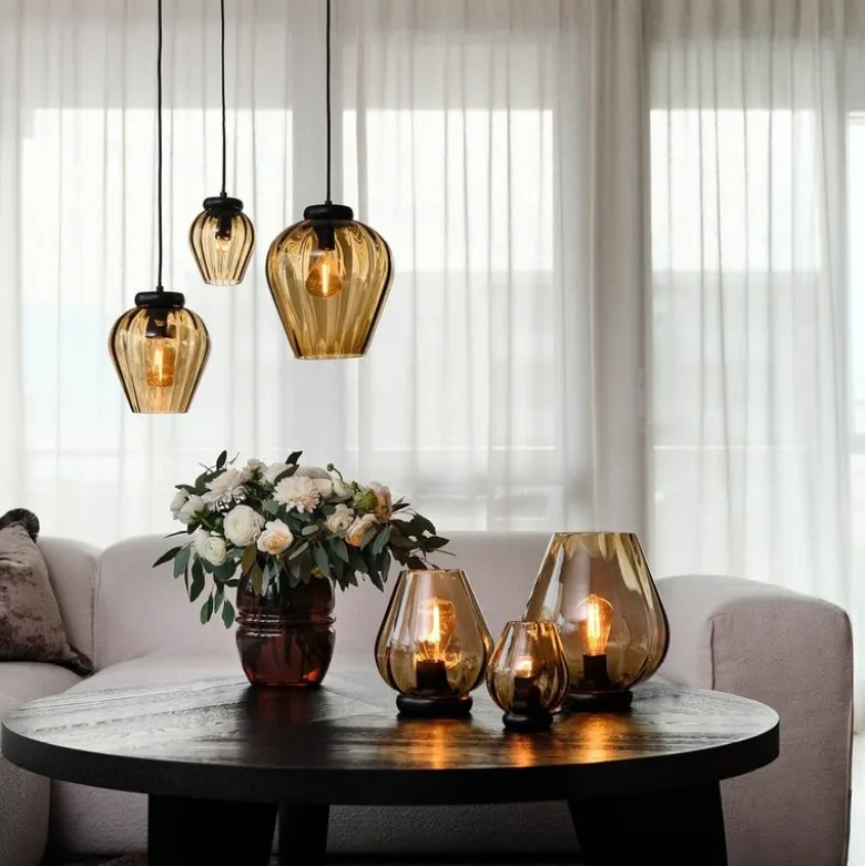 Rocks taklampe 30 cm caramel