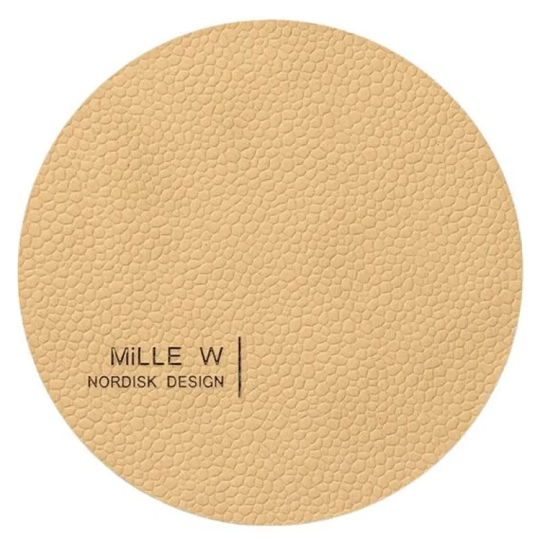 Rund glassbrikke 10 cm beige