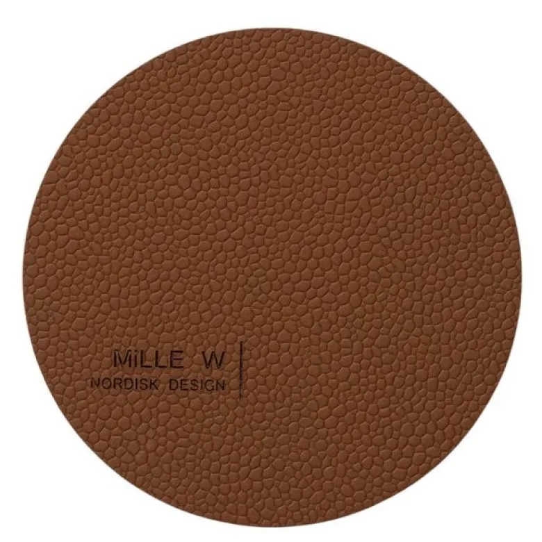 Rund glassbrikke 10 cm brun