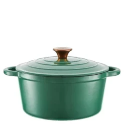 Rund støpejernsgryte 24 cm 4L grønn