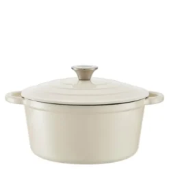 Rund støpejernsgryte 24 cm 4L krem