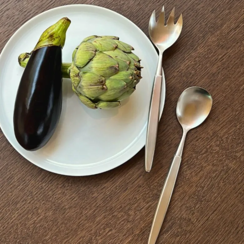 Salatbestikk 2 deler børstet stål